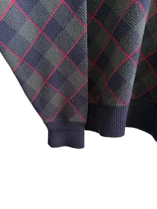 Woods & Gray Argyle Sweater Navy Green Red Estimated Size Large Oversized Fit - Picture 6 of 8